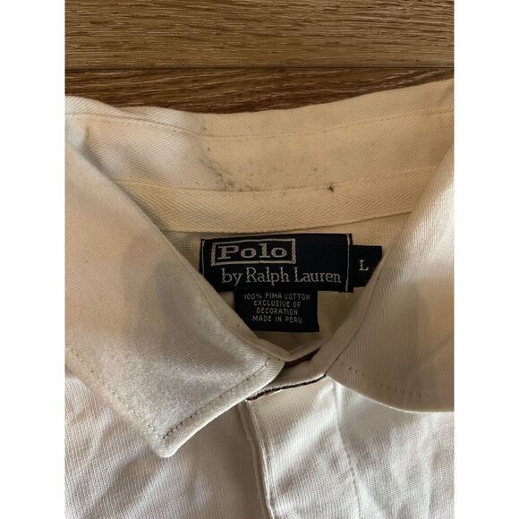 Y2K Polo Ralph Lauren White Long Sleeve Polo Shirt Embroidered Logo Size Large - Picture 3 of 3